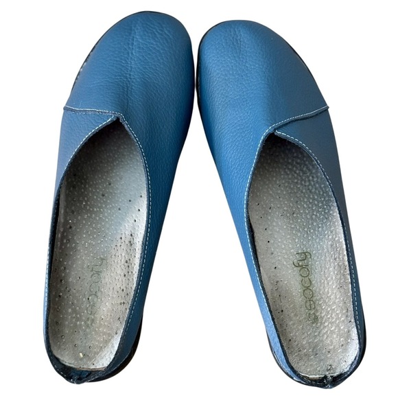 SOCOFY Blue Leather Mule Driving Shoes Women 11 EU 42 Pebble Slip-On Comfort EUC - Picture 1 of 12